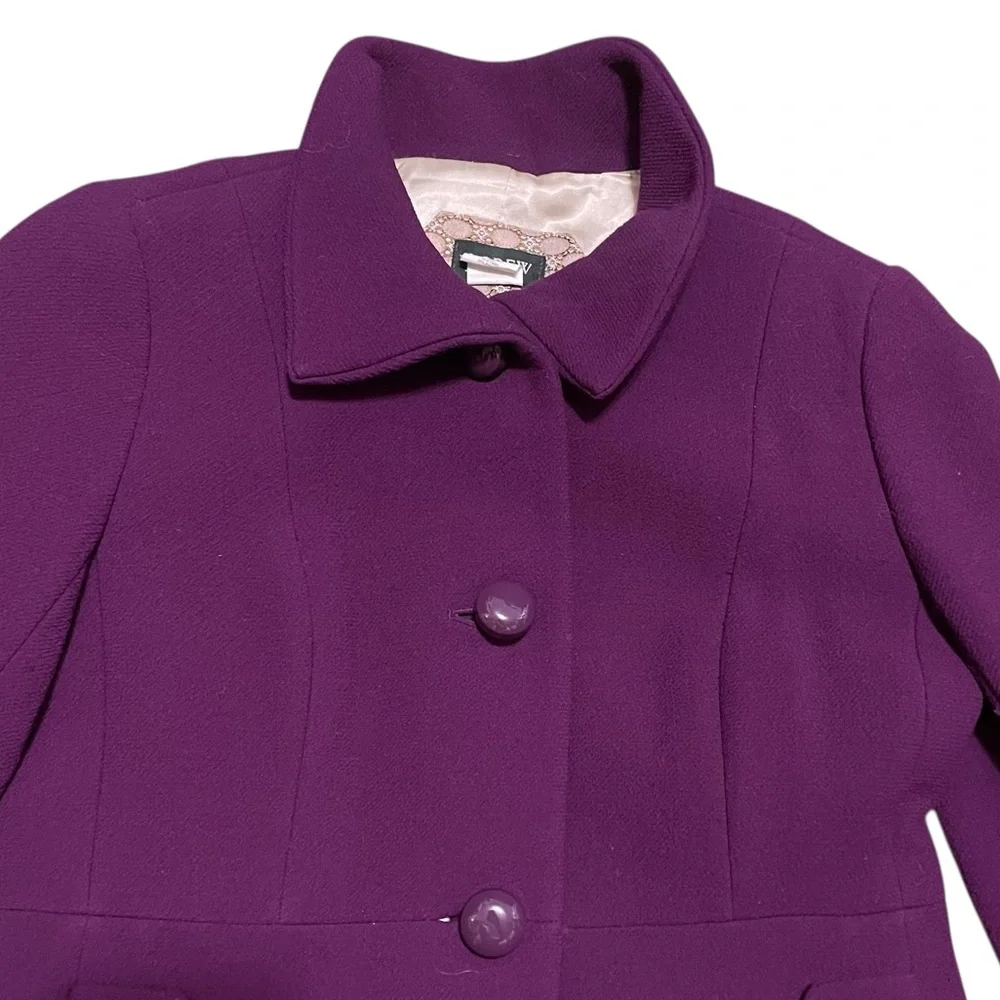 J.Crew Lady Like Purple Wool Overcoat‎ Sz 0 Preppy Office Retro Elegant Feminine - Picture 6 of 11
